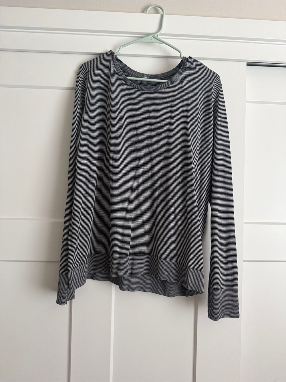 lululemon athletica Gray Striped Long-Sleeve Crew